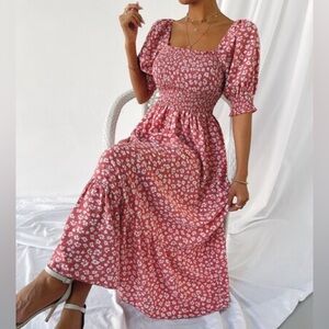 SHEIN Red Floral Maxi Dress XSmall